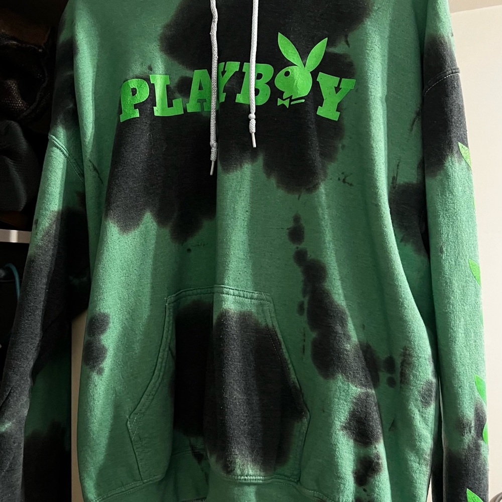 PLAYBOY Green and Black Graphic Sweater